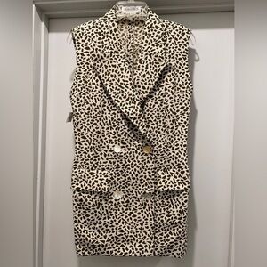NWT VTG 80s 90s Georges Rech Giraffe Animal Print Double Breasted Blazer Vest
